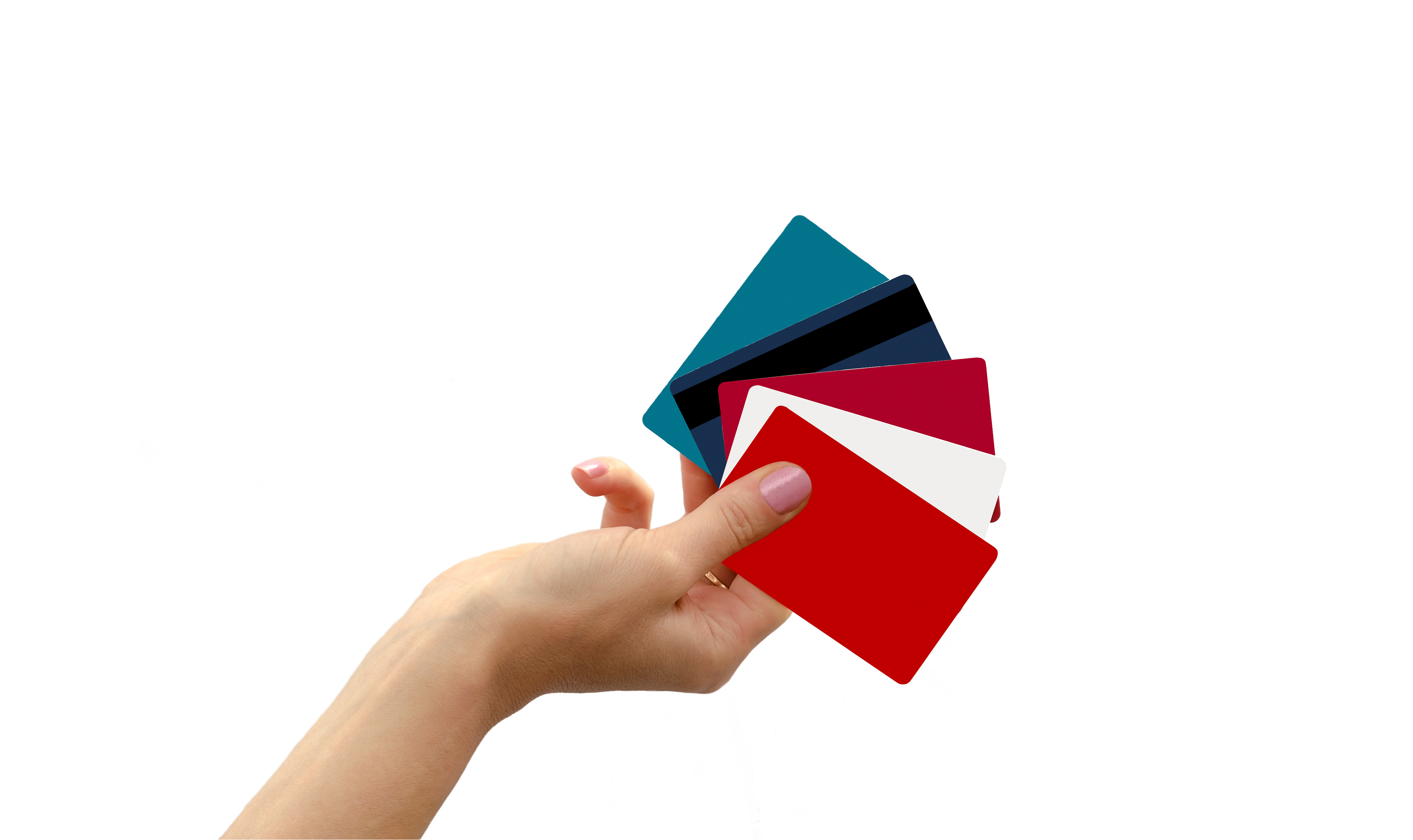 Blanc prepaid card in female hand on white